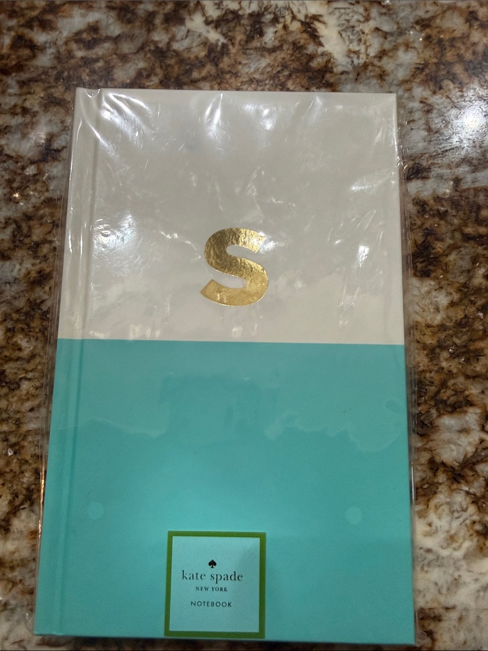 kate spade Cream and Turquoise Hardcover Notebook with Gold S